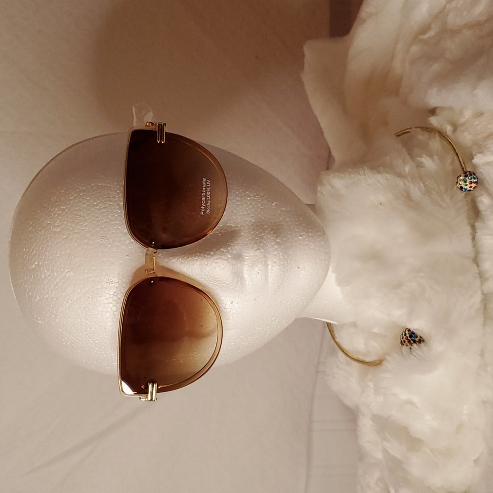 Brand New*Womens oversize sunglasses shades clear tan  frames with brown lens